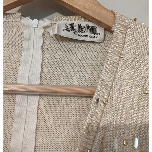 St. John Santana Knit Gold Metallic Dress - Picture 5 of 6